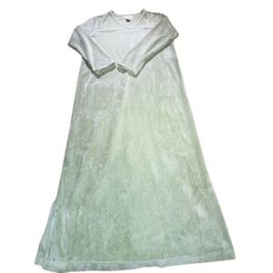 Karen Neuburger Plush Lounge Dress V-Neck‎ Long Sleeve Cozy Comfy Green M